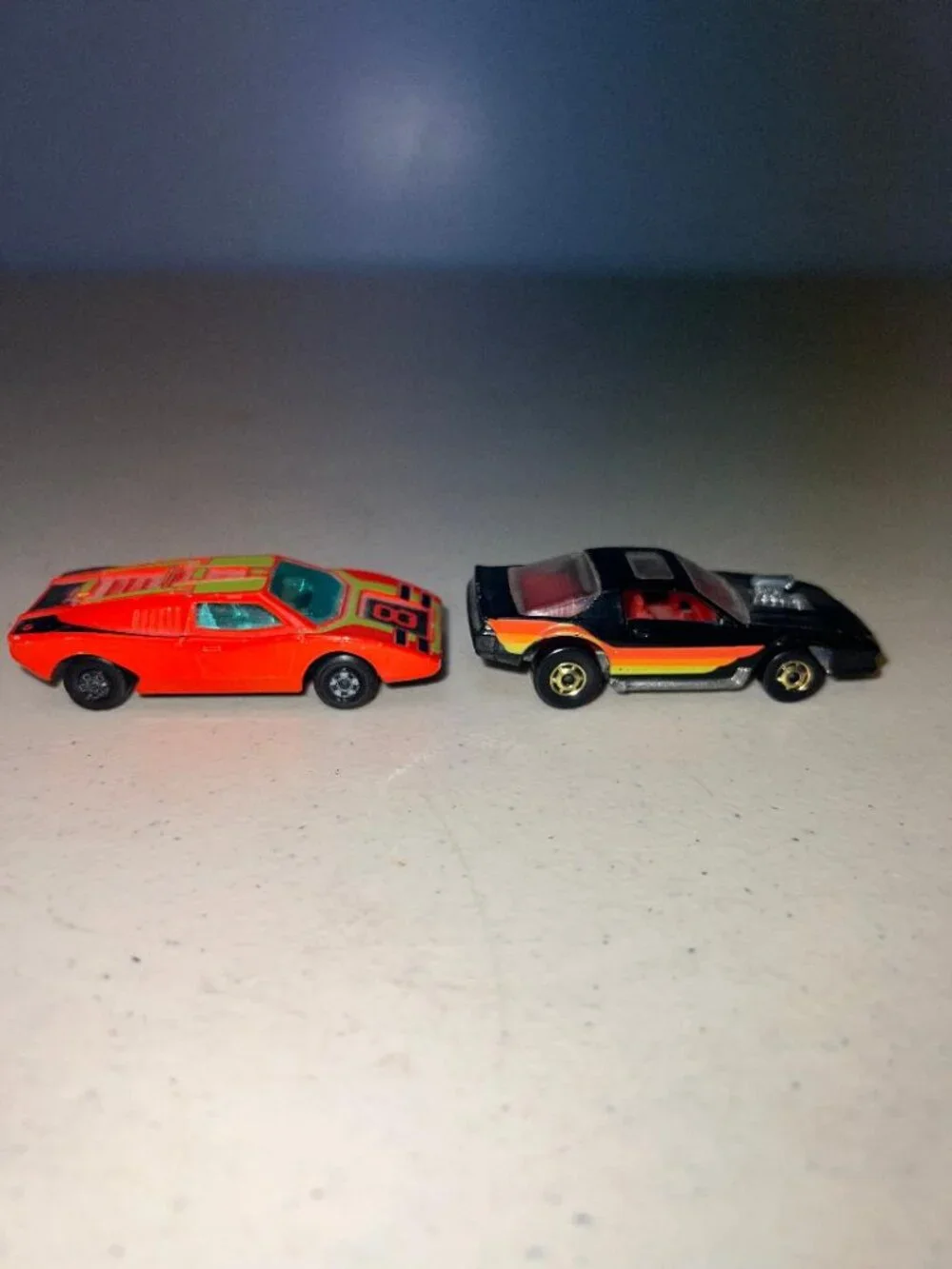 Matchbox Superfast Lamborghini Countach & Hot Wheels Blown Camaro